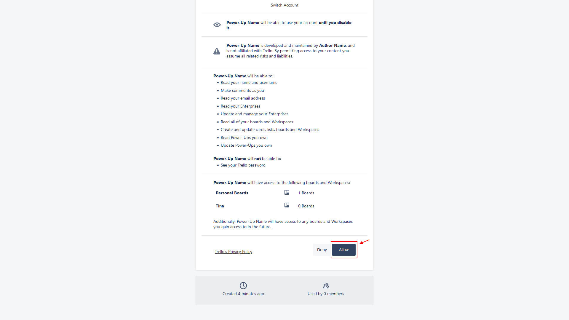 Allow Access Trello