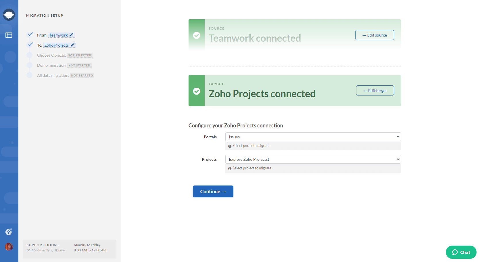 Finishing the Connection of Zoho Projects