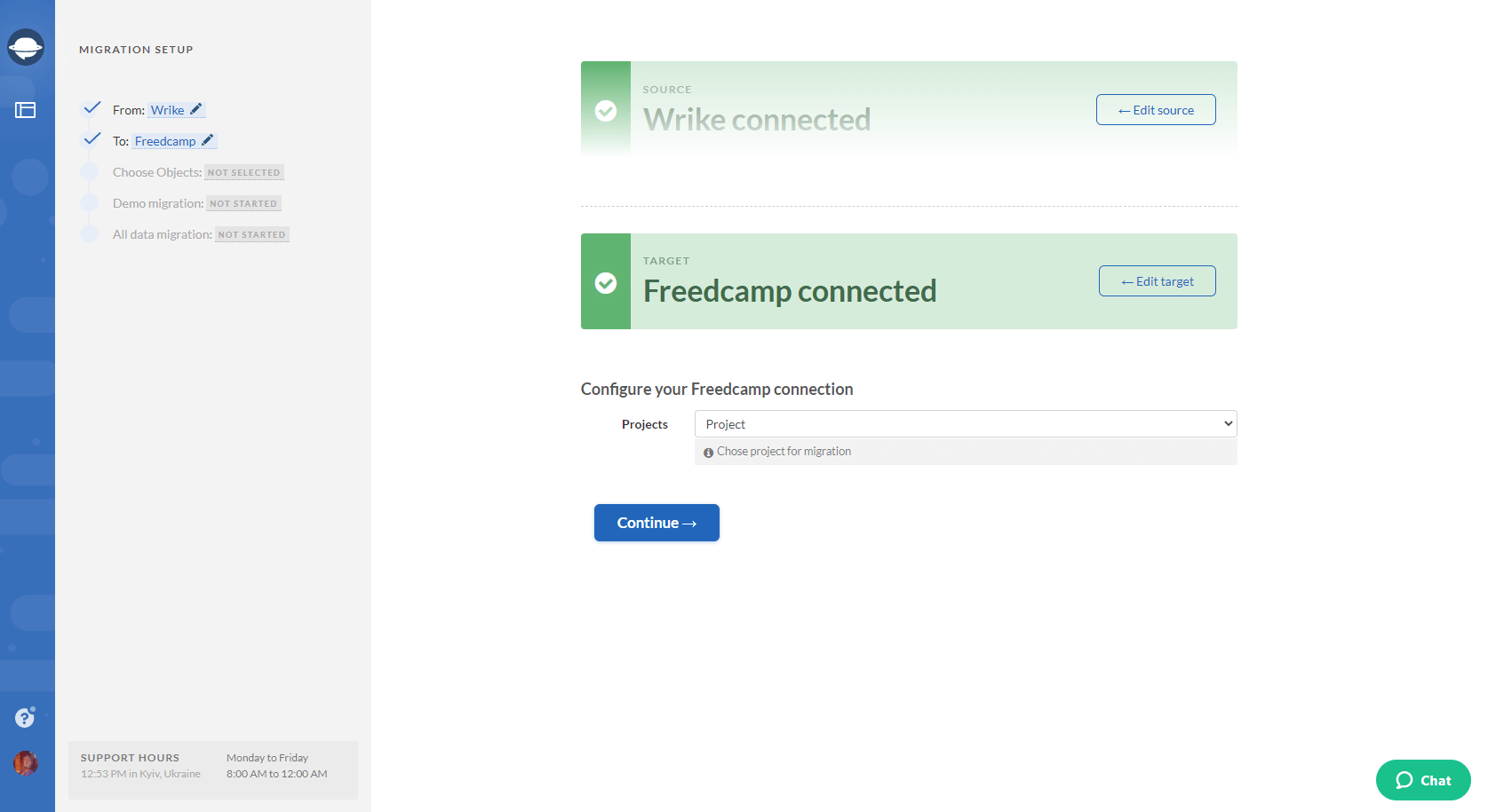 Completing Freedcamp Connection