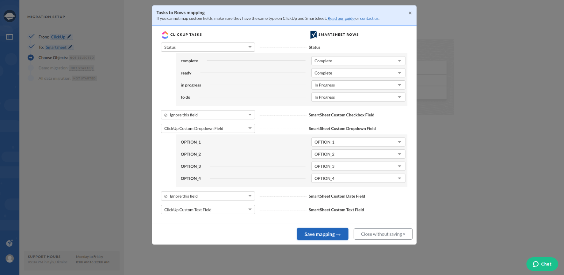 Task Mapping Between Microsoft Project and Smartsheet