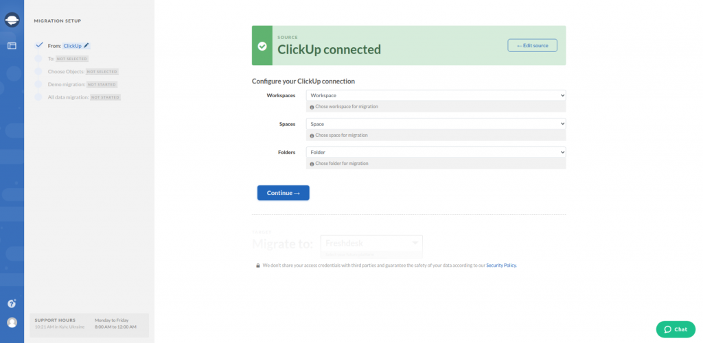 ClickUp Configure Connection ClickUp Configure Connection