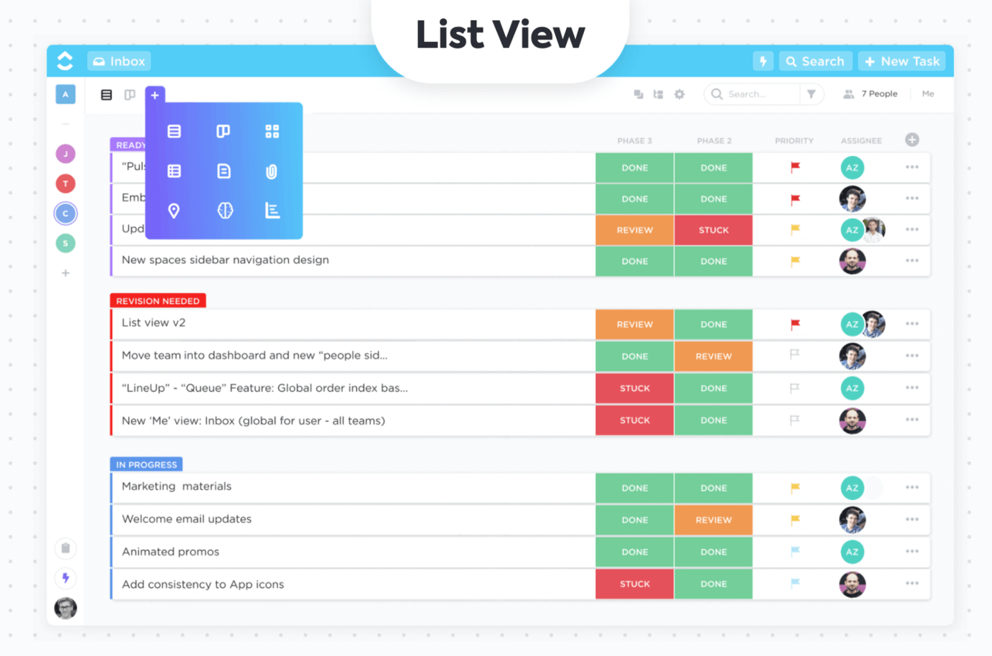 ClickUp Review List View