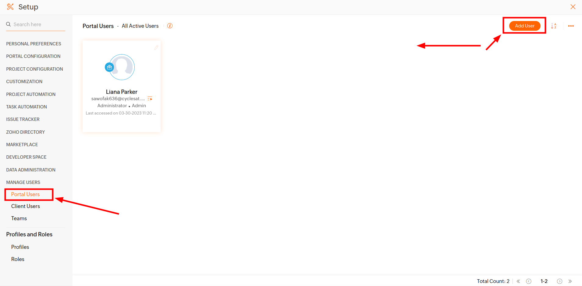 Zoho Projects Add User