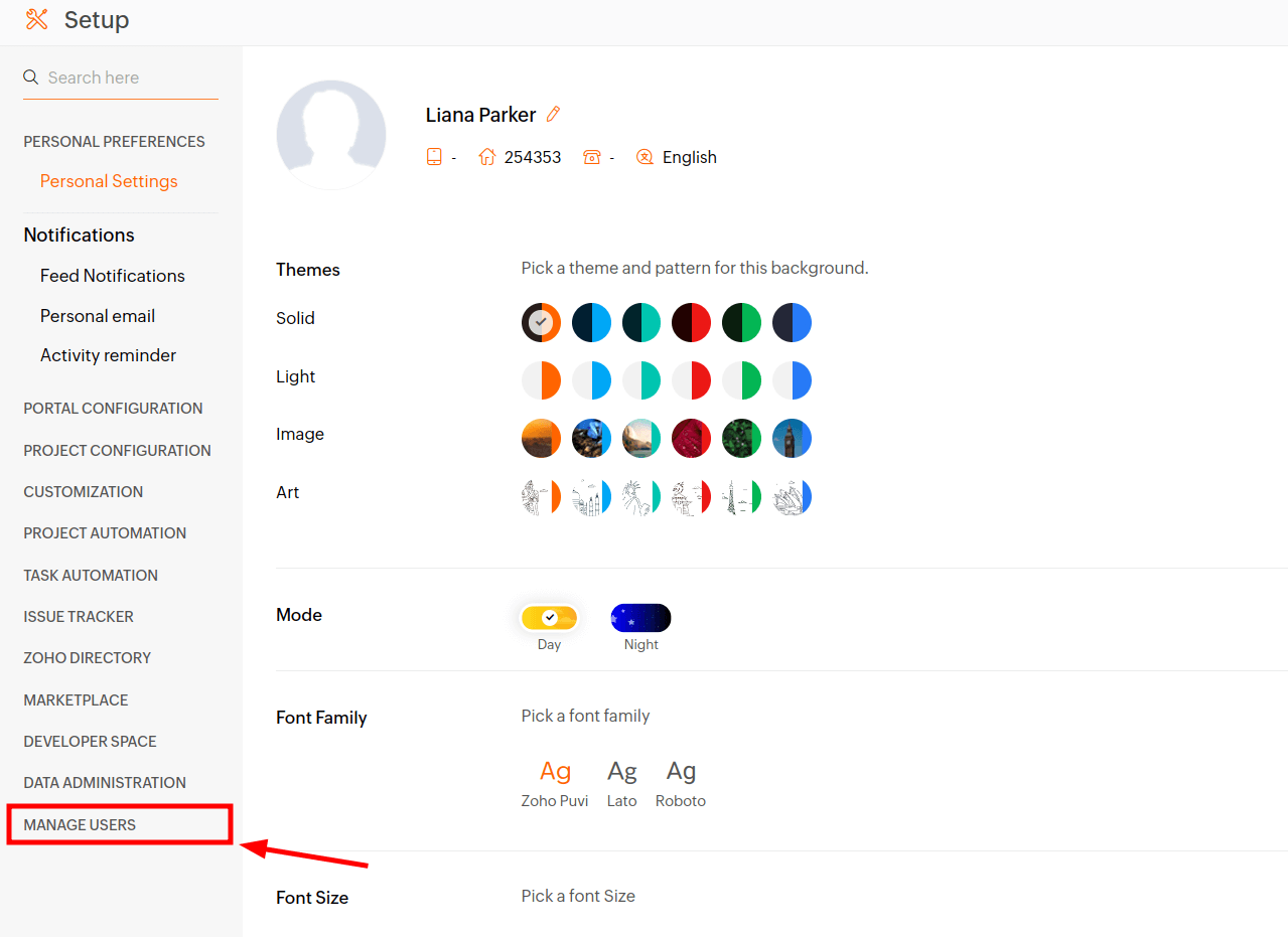 Zoho Projects Manage Users