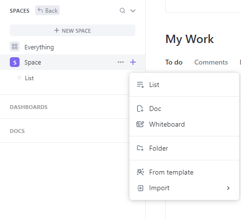 ClickUp Add List