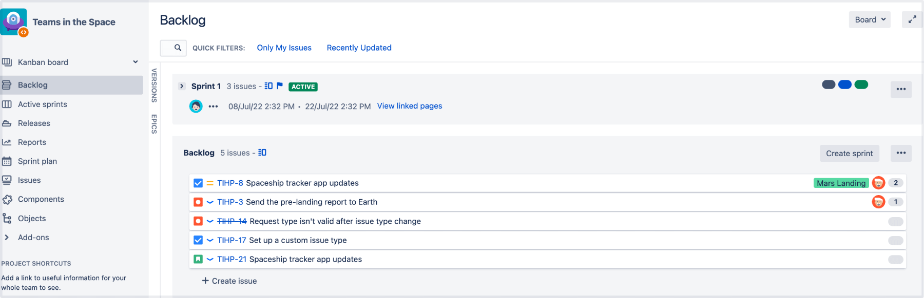Jira Product Backlog
