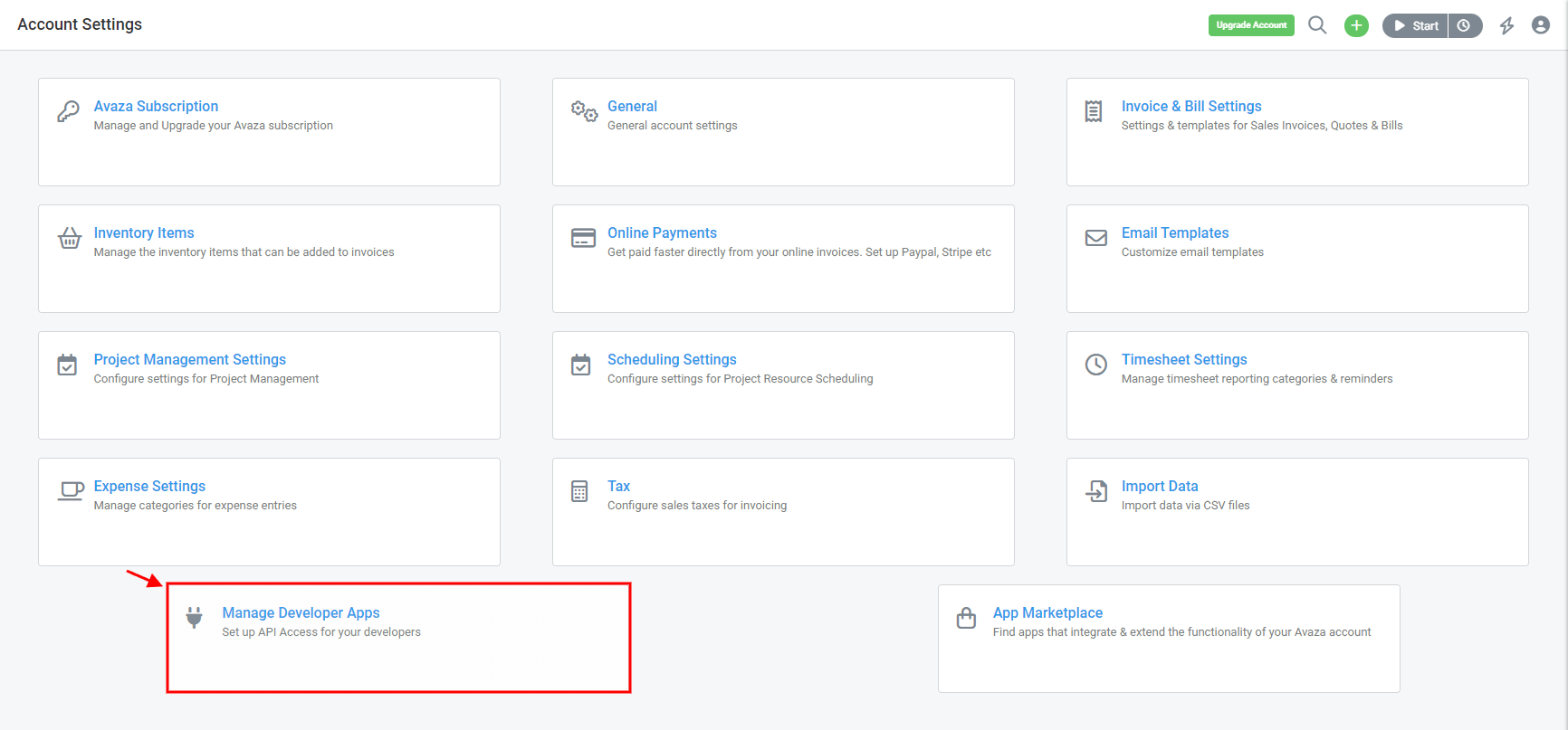 Manage Developer Apps Avaza