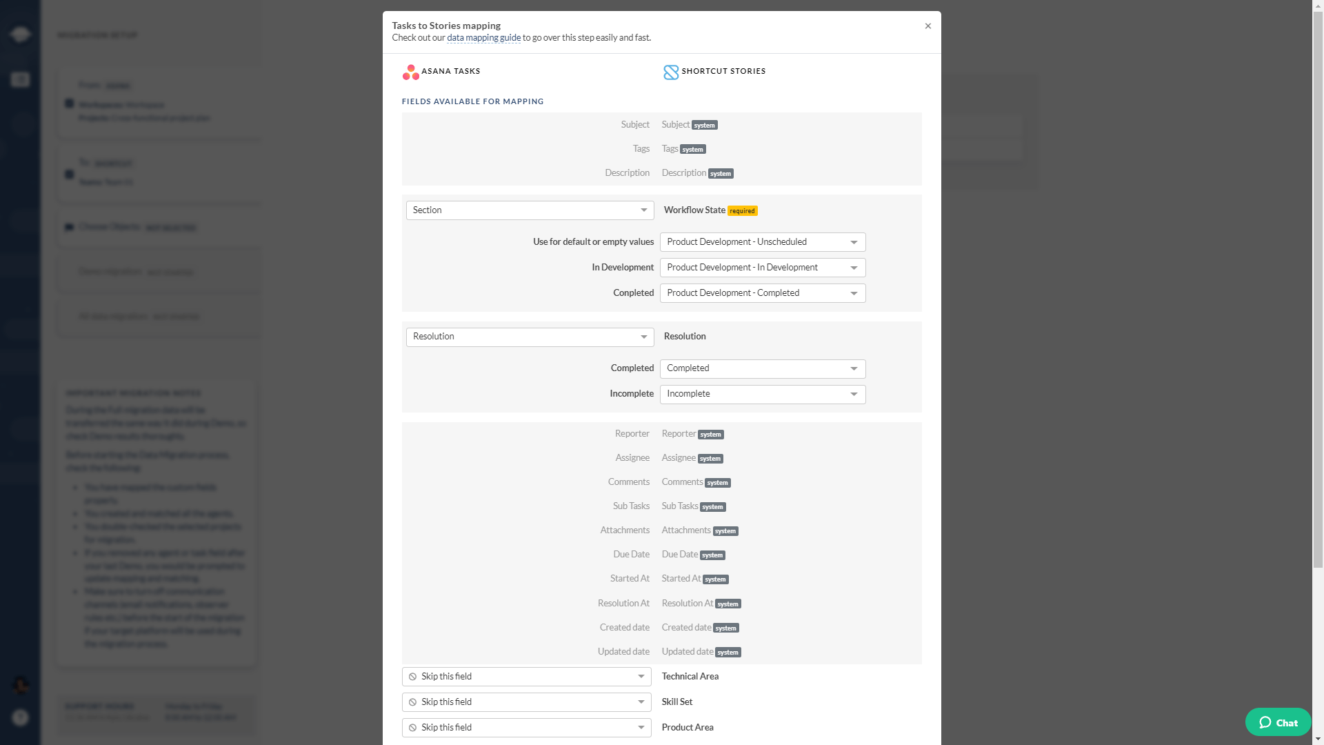 Task Mapping Shortcut Import
