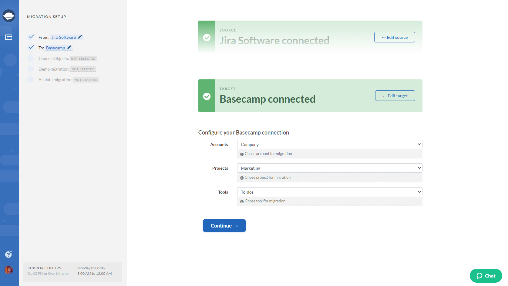 Finishing the Basecamp Connection Setup