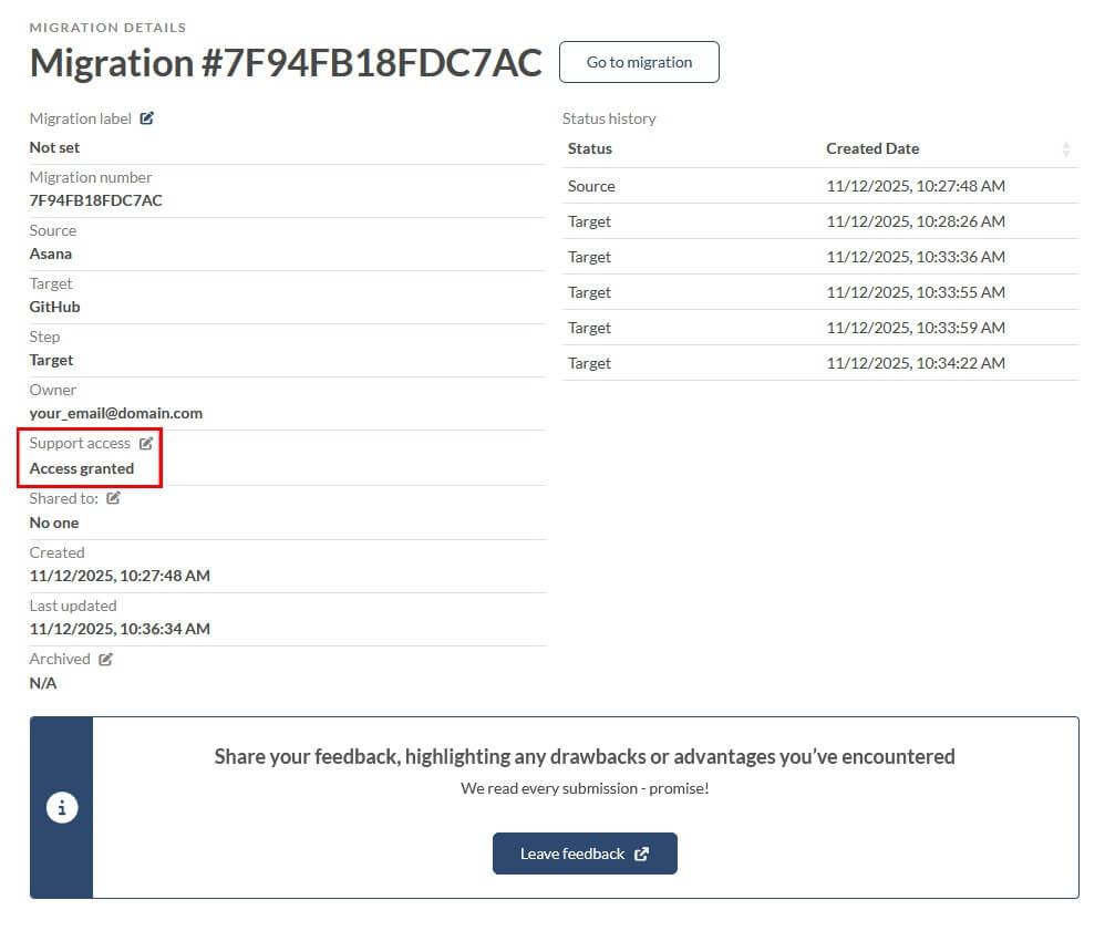 Project Management Access Details